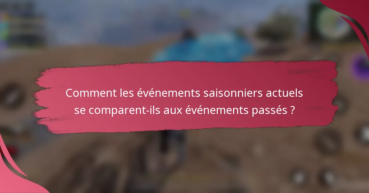 Comment les événements saisonniers actuels se comparent-ils aux événements passés ?