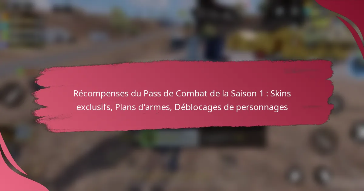 Récompenses du Pass de Combat de la Saison 1 : Skins exclusifs, Plans d’armes, Déblocages de personnages