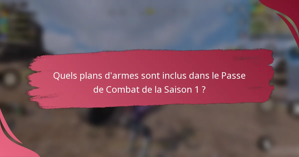 Quels plans d'armes sont inclus dans le Passe de Combat de la Saison 1 ?